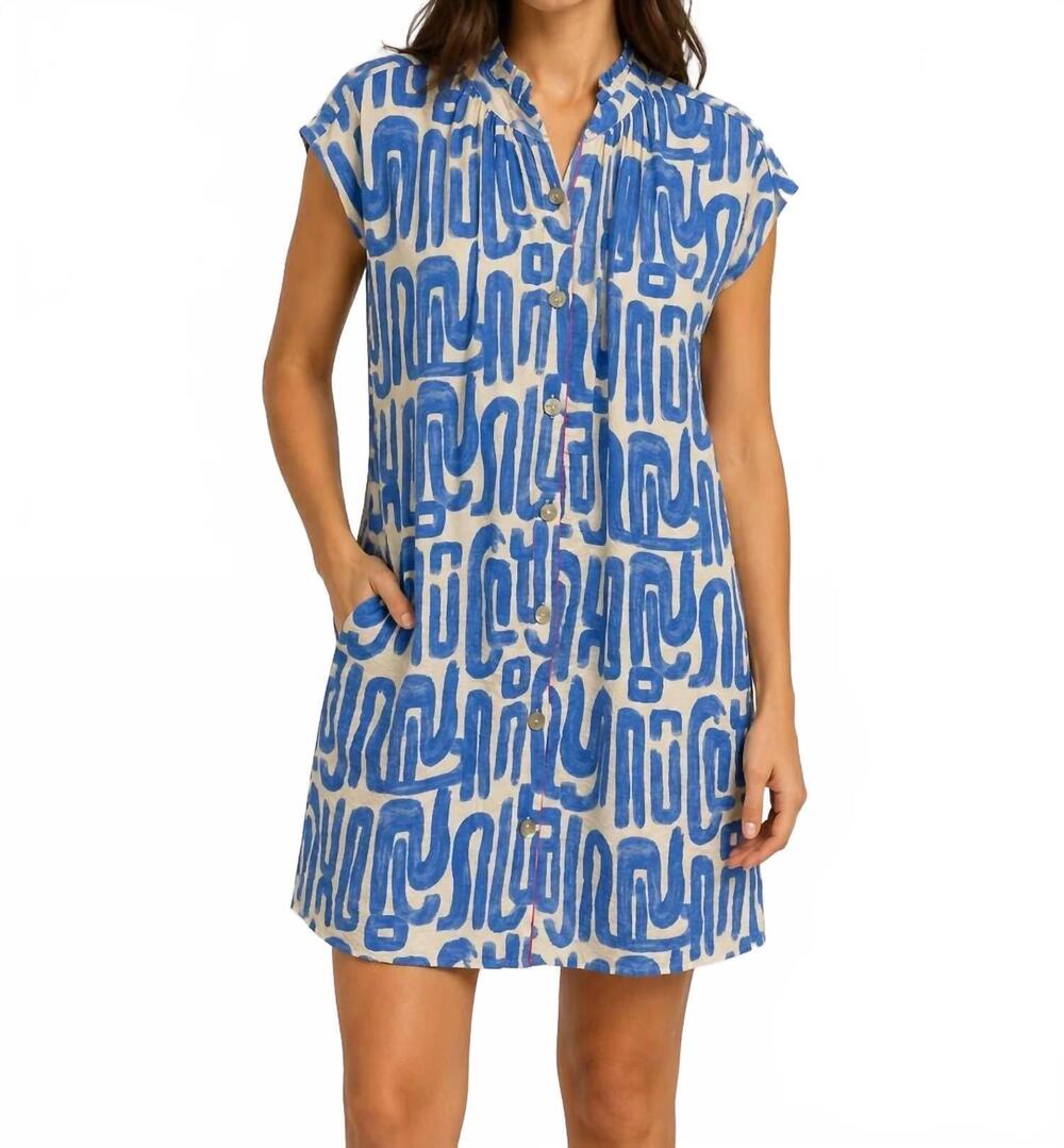 NEW THML coastal maze dress in blue
